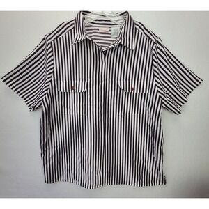 Bobbie Brooks Womens Shirt SZ 18/20W Purple and White Stripped